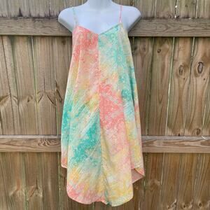 O’Neill asymmetrical mint and yellow paisley print mini dress